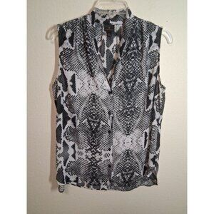 Worthington Blouse Animal Print Snake Business Casual Black White Size Large